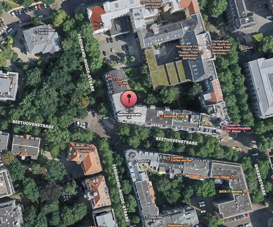 Satellitenansicht der Lage Beethovenstraße 14