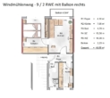 Grundriss 2RWE mit Balkon - +++Frisch sanierte 2Raumwohnung mit Balkon in Bad Düben+++